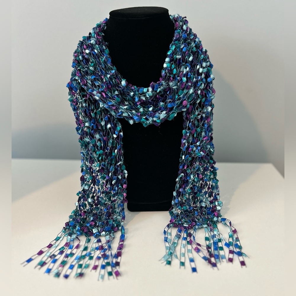 New Peacock/Jewel color Knit Scarf